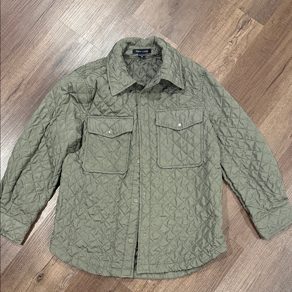 New Look Quilted Jacket in Olive Green